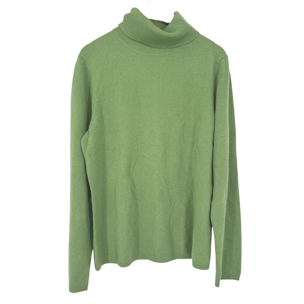 Charter Club Womens L Green 100% Cashmere Turtleneck Sweater Quiet Luxury